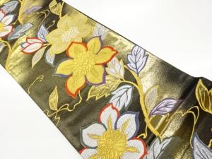 花葉模様織出し袋帯